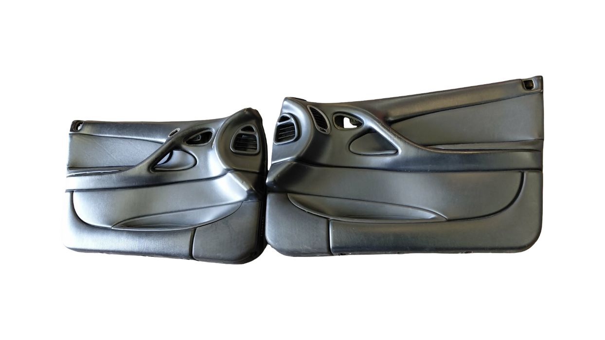 CREW001 - VZ Holden Crewman - Leather Doorcards (PAIR) w/ Speaker Covers & Air Vents - BLACK