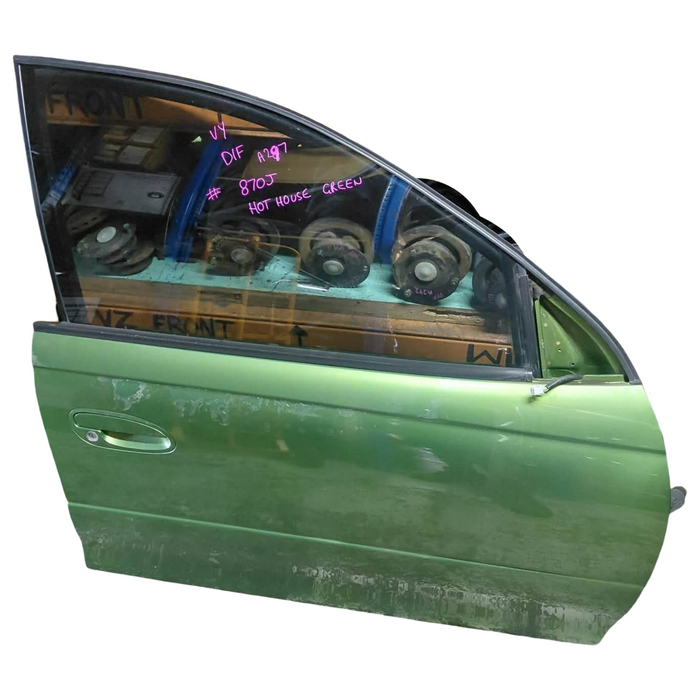 a297 - VY Holden Commodore S-Pac Sedan - DRIVER FRONT Door (POWER WINDOWS) - Hothouse Green #870J