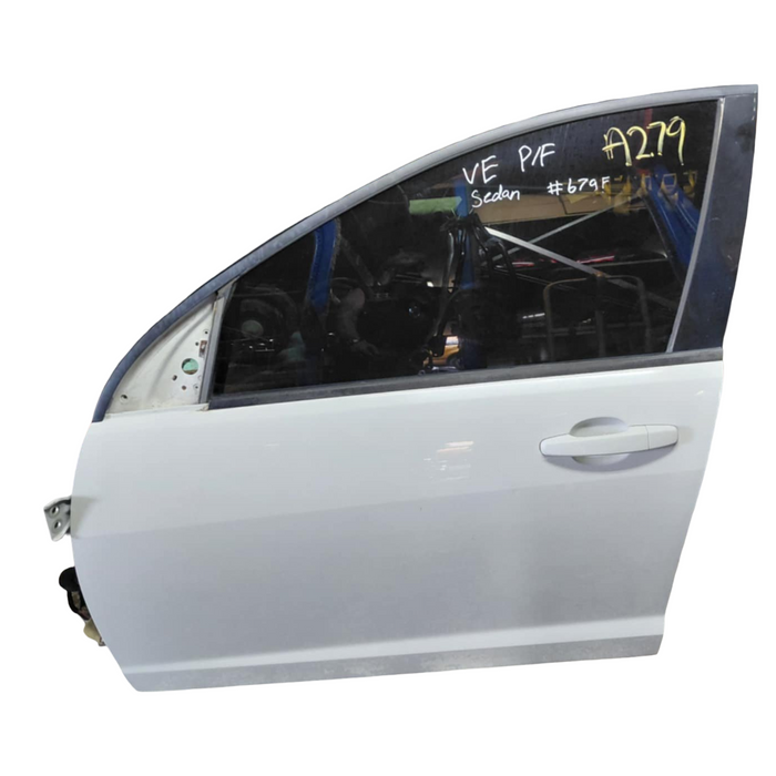 A279 - VE SV6 Holden Commodore Sedan - Front Door Passenger's Side (POWER WINDOWS) - HERON WHITE #679F