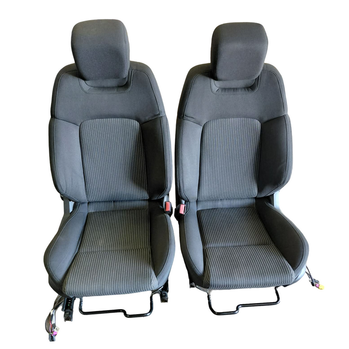 OMAR - VE Holden Commodore SV6 Series II - Front Seats w/ Seat Rails & Seatbelt Stalks (PAIR) - CLOTH Pinstripe