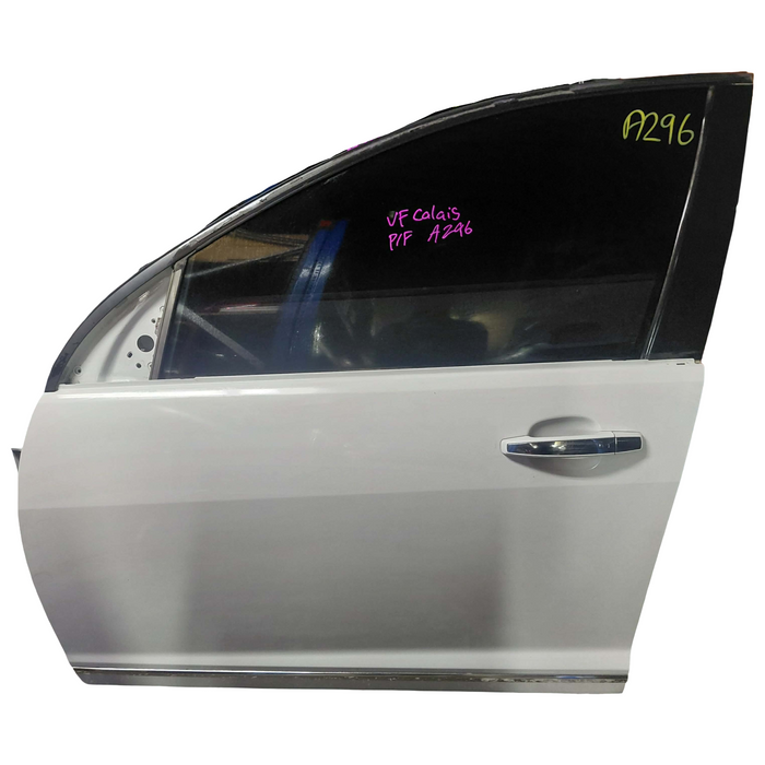 A296 - VF Holden Calais Sedan - PASSENGER FRONT Door (POWER WINDOWS) - Herron White Paint #697F