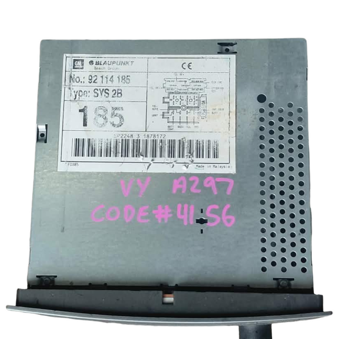 a297 - VY / VZ Holden Commodore S Sedan - Blaupunkt Single Disc Stereo with PIN Code