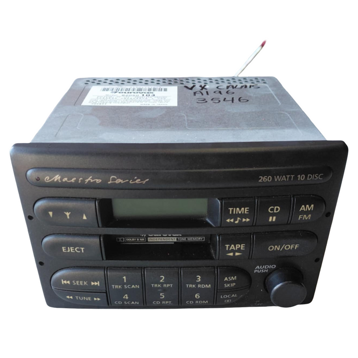 A196 - VX HOLDEN CALAIS - 10 Disc / Cassette Stereo with Code 3546- MODEL: #92050103EUROVOX Maestro) 10 Disc C