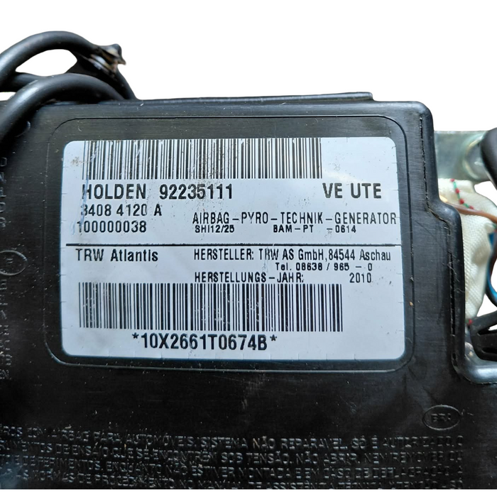 A288 - WM Holden Caprice V (2010) - Passenger's Seat Airbag - P/N 92235111