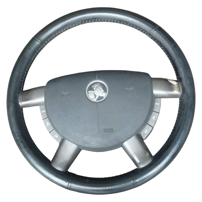 a297 - VY / VZ Holden Commodore S Sedan - Perforated Leather Steering Wheel with Airbag / Hornpad