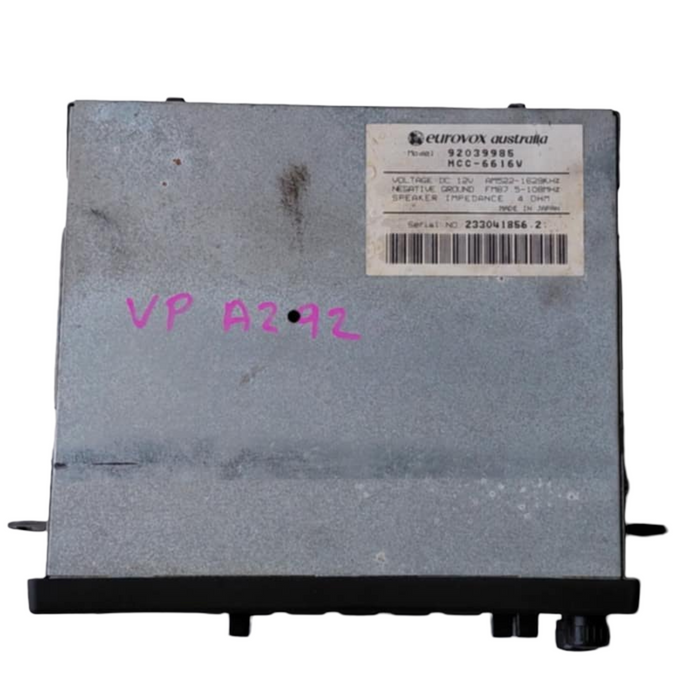 A292 - VP Holden Commodore SEDAN - Stereo (EUROVOX) Cassette Radio WITH CODE 6443 MODEL: MCC-6616V