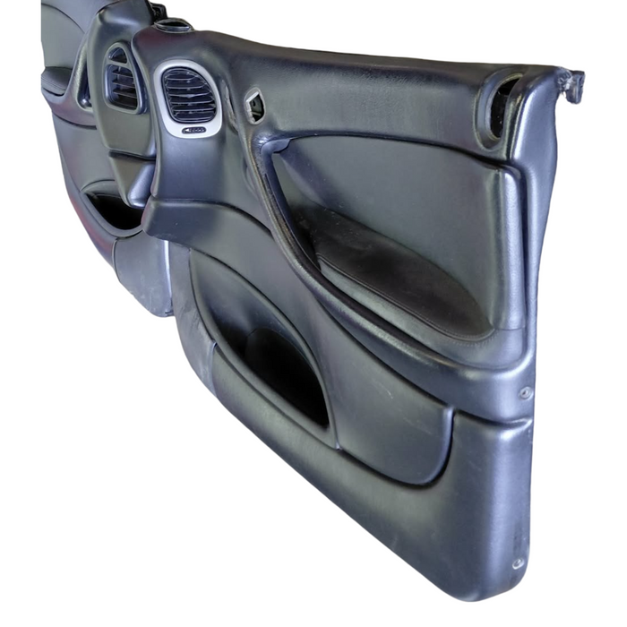 CREW001 - VZ Holden Crewman - Leather Doorcards (PAIR) w/ Speaker Covers & Air Vents - BLACK