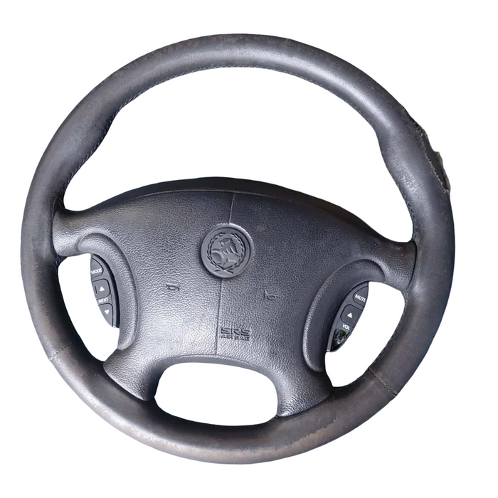 A184 - WH Holden Statesman/Caprice - Leather Steering Wheel with "SRS" Airbag Horn Pad & Switches GENUINE - TRIM #18i