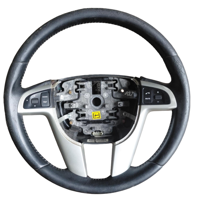 A279 - VE SV6 Holden Commodore SERIES I - Leather Steering Wheel w/ Switches (BLACK & SILVER) - TRIM #51i