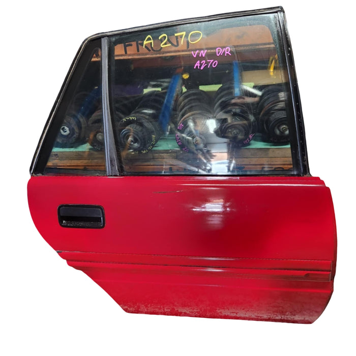 A270 - VN Holden Commodore Sedan - Door Driver Rear w/ Window Glass / Reg and Ext. Door handle - RED #1F075