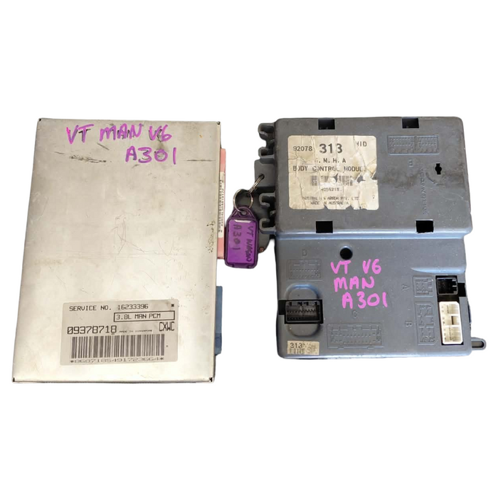 A301 - VT HOLDEN COMMODORE V6 MANUAL - Computer Set: BCM (CODE: 313 LVL MID) / ECU CXWC S/N: 16233396 & Fob