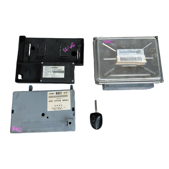 JMSS - VY SS Holden Commodore SEDAN (V8 AUTO) - Body Control Module (BCM) w/ Key & Fob: 601 MID, Powertrain Interface Module (PIM) S/N: 92094020 & Engine Control Module (ECU) S/N: 12200411 DSKW