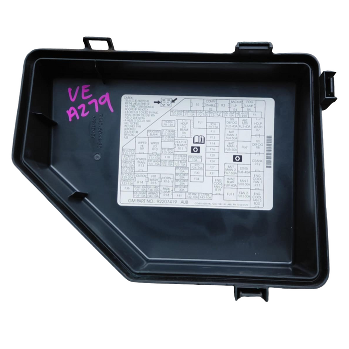 A279 - VE SV6 Holden Commodore SERIES I - Fusebox Cover - V6 AUTO LY7