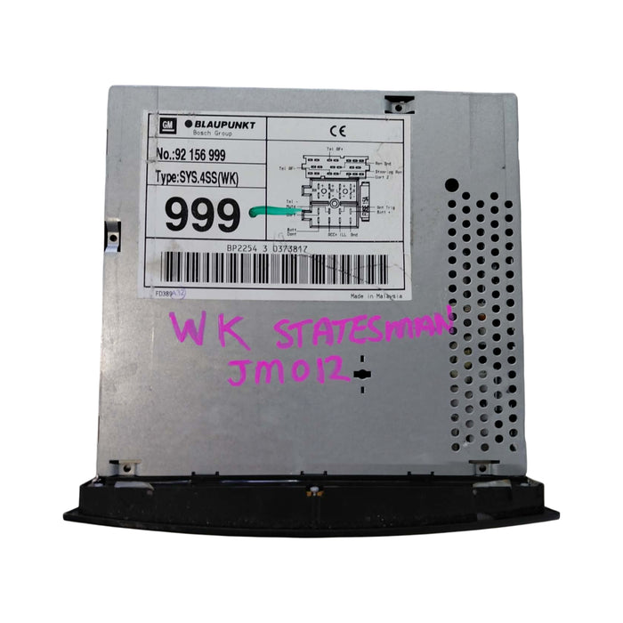 JM012 - WK Holden Statesman - BLAUPUNKT Stereo/ CD Radio (6 Disk) - TYPE: SYS,4SS 999 (WK) - P/N: 92156999