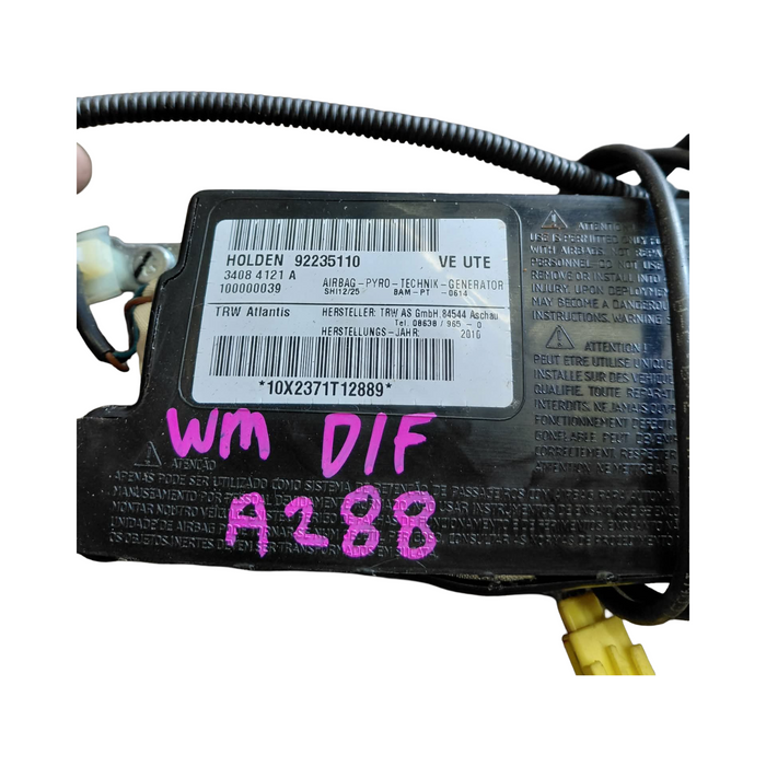A288 - WM Holden Caprice V (2010) - Driver's Seat Airbag - P/N 92235110