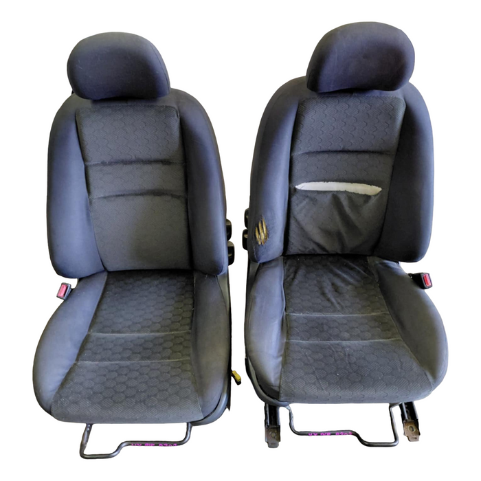 A302 - VY Holden Commodore Sedan - Front Seats (PAIR) Cloth with Stalks and Seat rails.