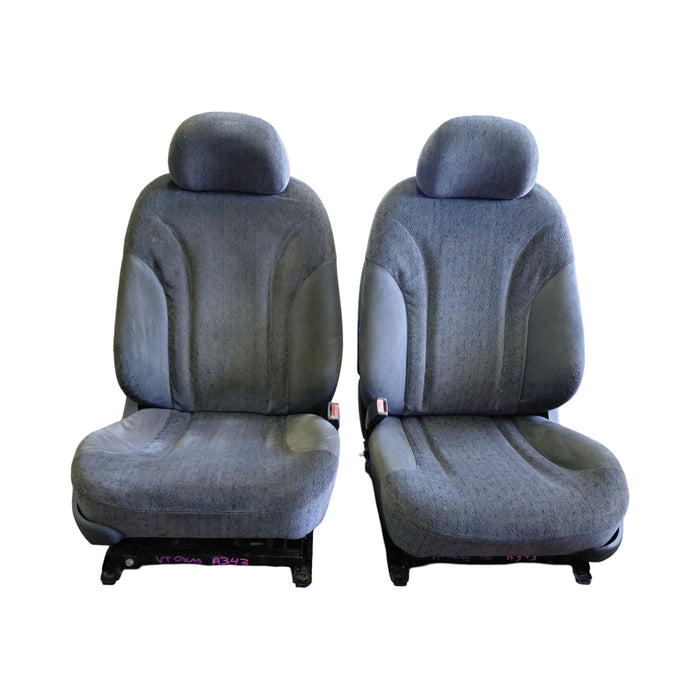 A343 - VT Holden Commodore Calais - Front Seat Set with Stalks - Light Grey / Cloth