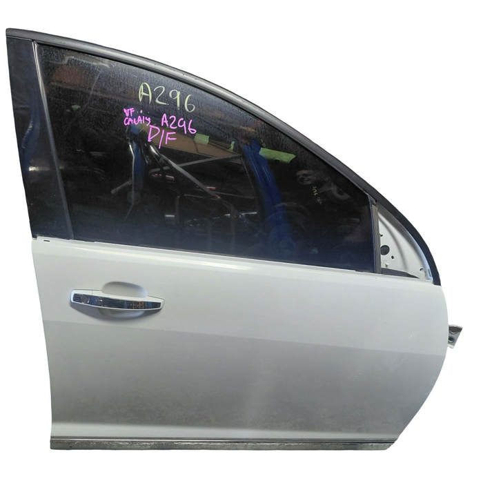 A296 - VF Holden Calais Sedan - DRIVERS FRONT Door (POWER WINDOWS) - Herron White Paint #697F