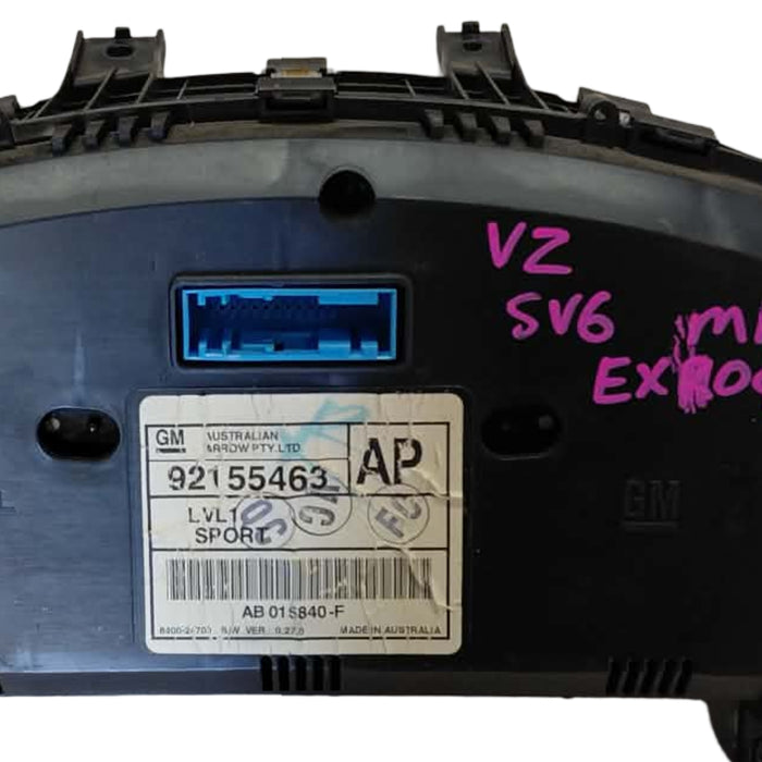 Ex012 - VZ Holden Commodore SV6 - Cluster GM #92155463 Lvl 1 Sport