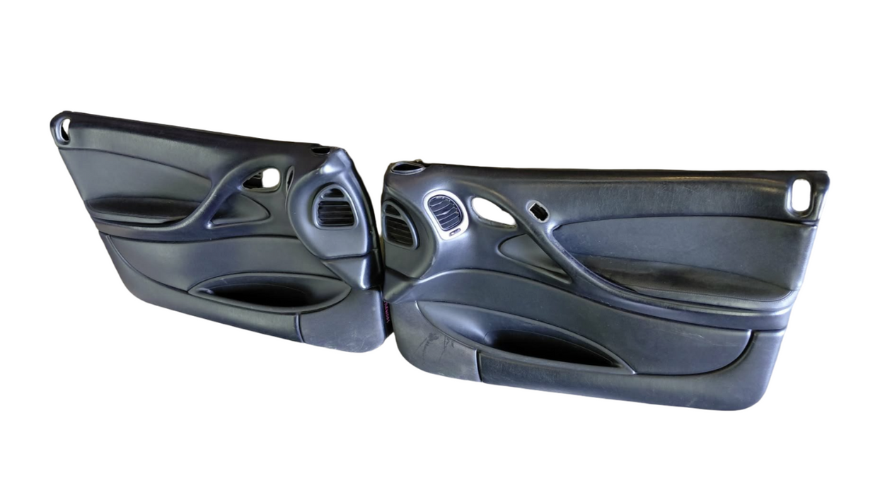 CREW001 - VZ Holden Crewman - Leather Doorcards (PAIR) w/ Speaker Covers & Air Vents - BLACK