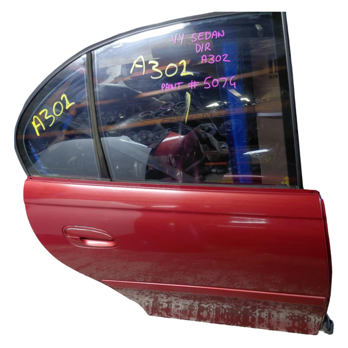 A302 - VY Holden Commodore Sedan - Rear Door Driver's Side (POWER WINDOWS) - SHANGHAI RED #507G