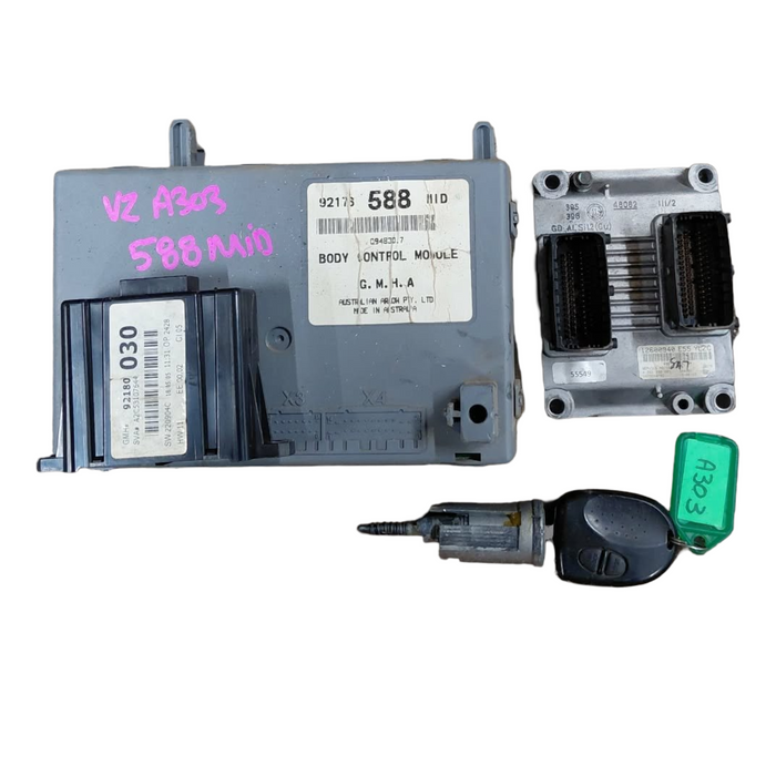 A303 - VZ Holden ONE TONNER (2005) - Computer Set : BCM: 588 Mid / ECU Serial Number: 12600940 / PIM w/ Key, Fob & Ignition Barrel