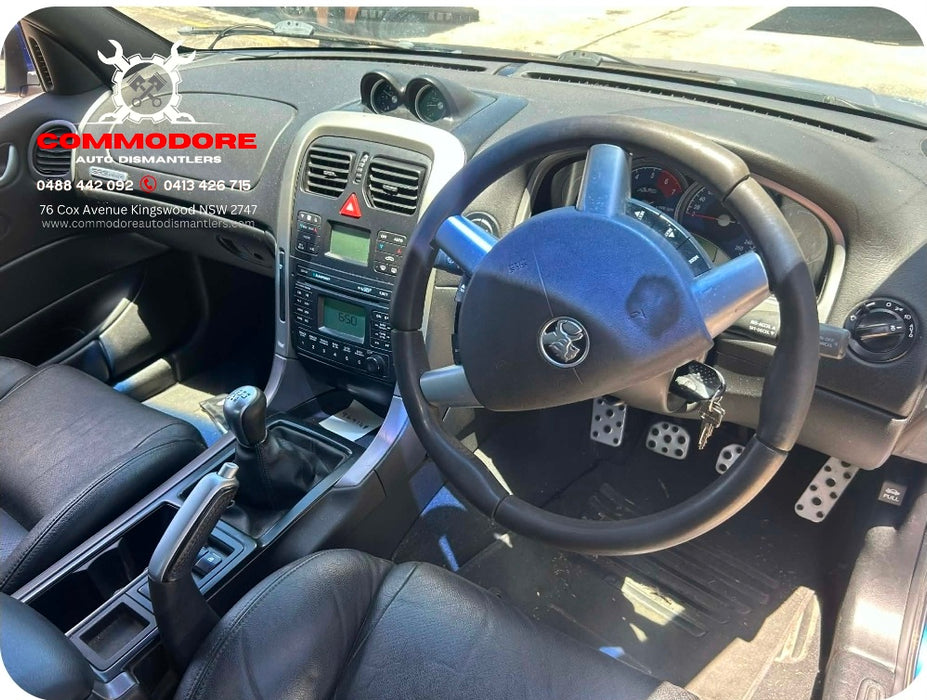 SSZ001 - VZ SS Holden Commodore - Leather Thick Grip Steering Wheel w/ Switches - BLACK/SILVER