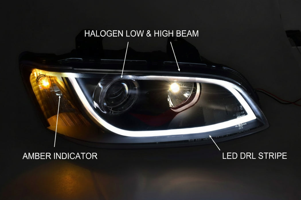 NEW OEM Quality - VE Holden Commodore Series II - Black Halo Headlights SET