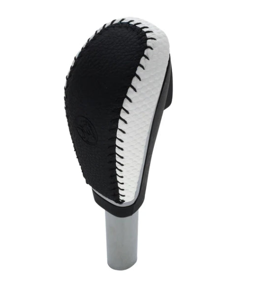 New OEM Quality VE Holden Commodore Automatic Gear Sifter Knob BLACK / WHITE Leather (Copy)