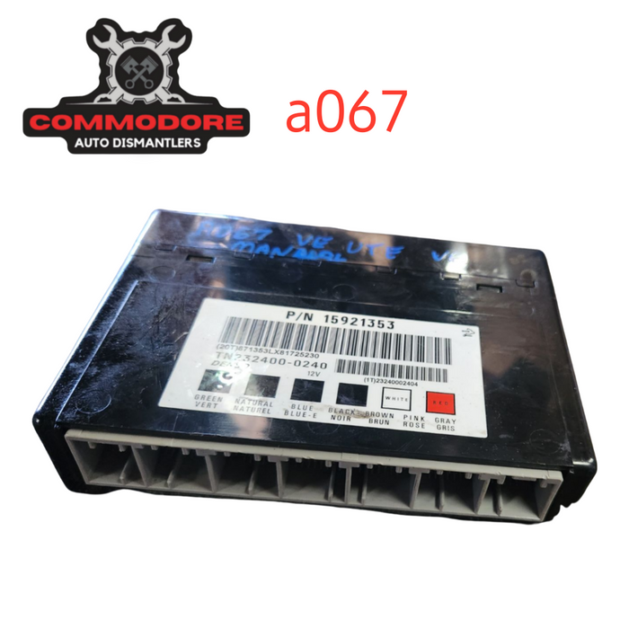 A067- VE Holden Commodore V6 Manual - Computer Set (BCM 15921353, ECU Service # 12623327, Ignition, Key & Fob)