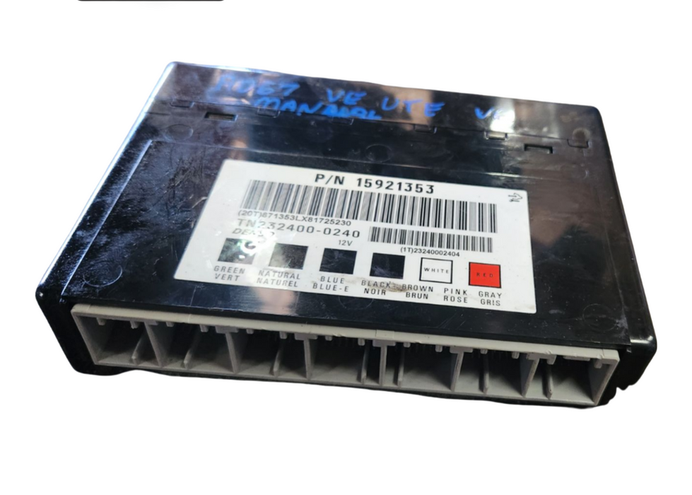 A067- VE Holden Commodore V6 Manual LY7 - Computer Set (BCM 15921353, ECU Service # 12623327, Ignition, Key & Fob)