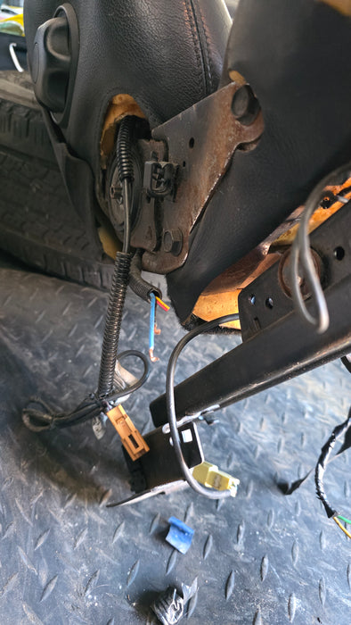 A112 - VZ Holden Calais - Front Leather Seats (Plack Piano Stitching) with stalks and rails PARTS ONLY